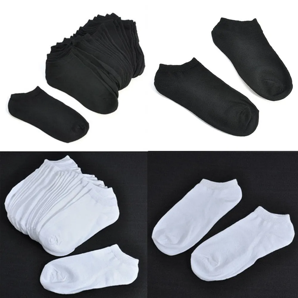 10 Pairs Women Socks Breathable Sports socks Solid Color Boat socks Comfortable Cotton Ankle Socks White Black ~