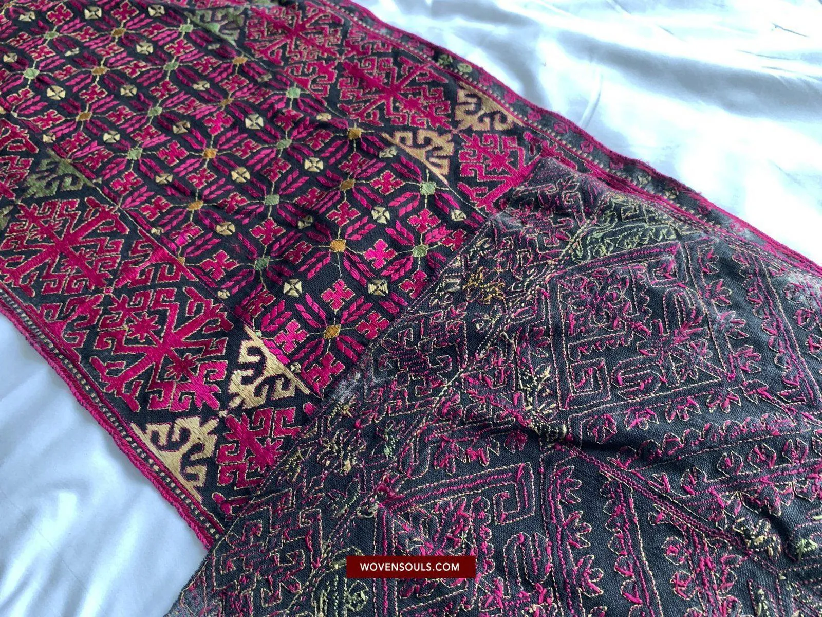 1351 Antique Textile Turban Panel with Embroidery from Kohistan / Swat