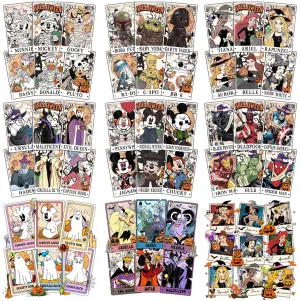 9 Halloween Cartoon Cards Designs Bundle PNG