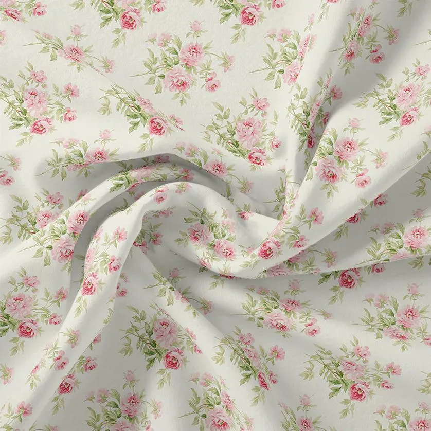 Attractive Summer Pink Roses Seamless Digital Printed Fabric