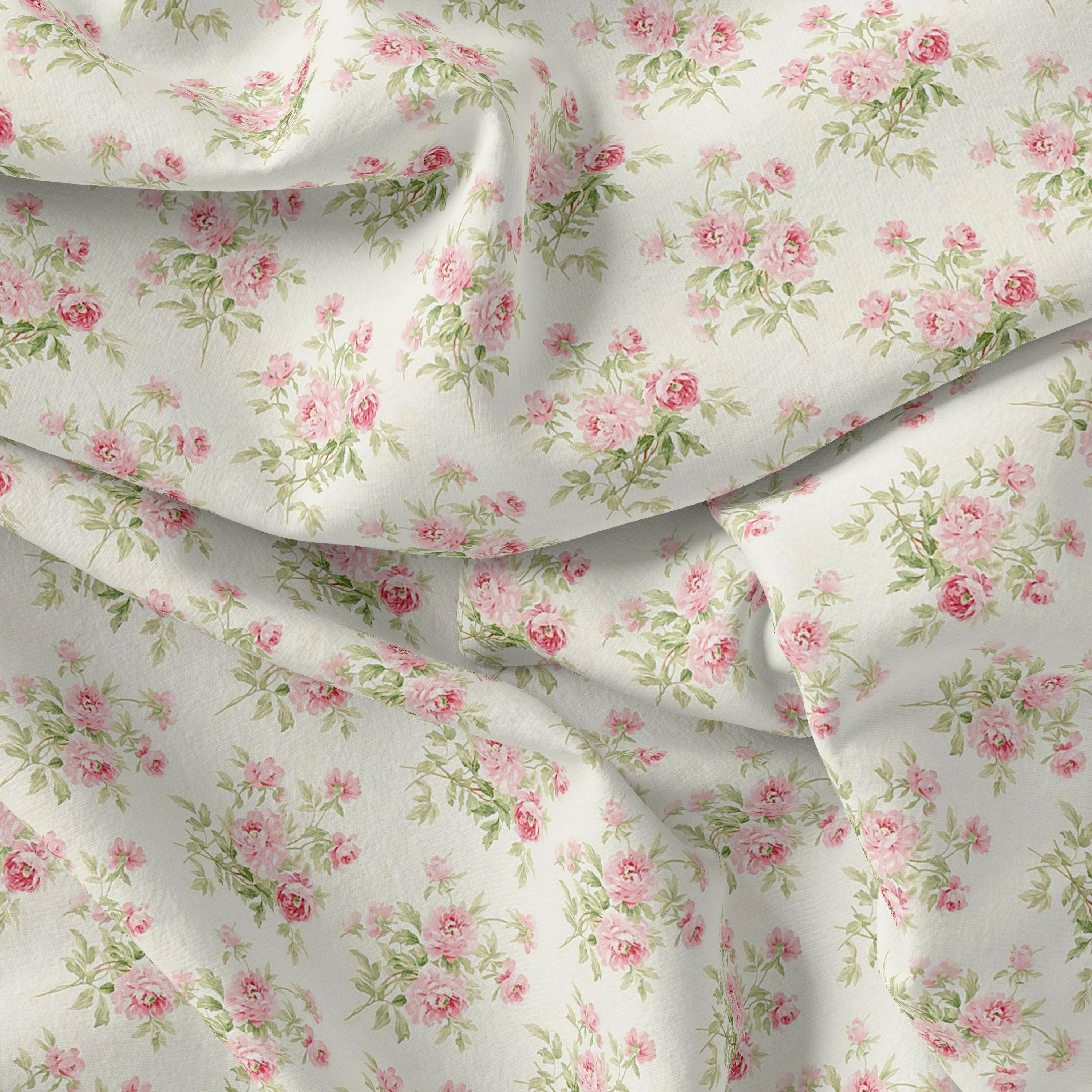 Attractive Summer Pink Roses Seamless Digital Printed Fabric