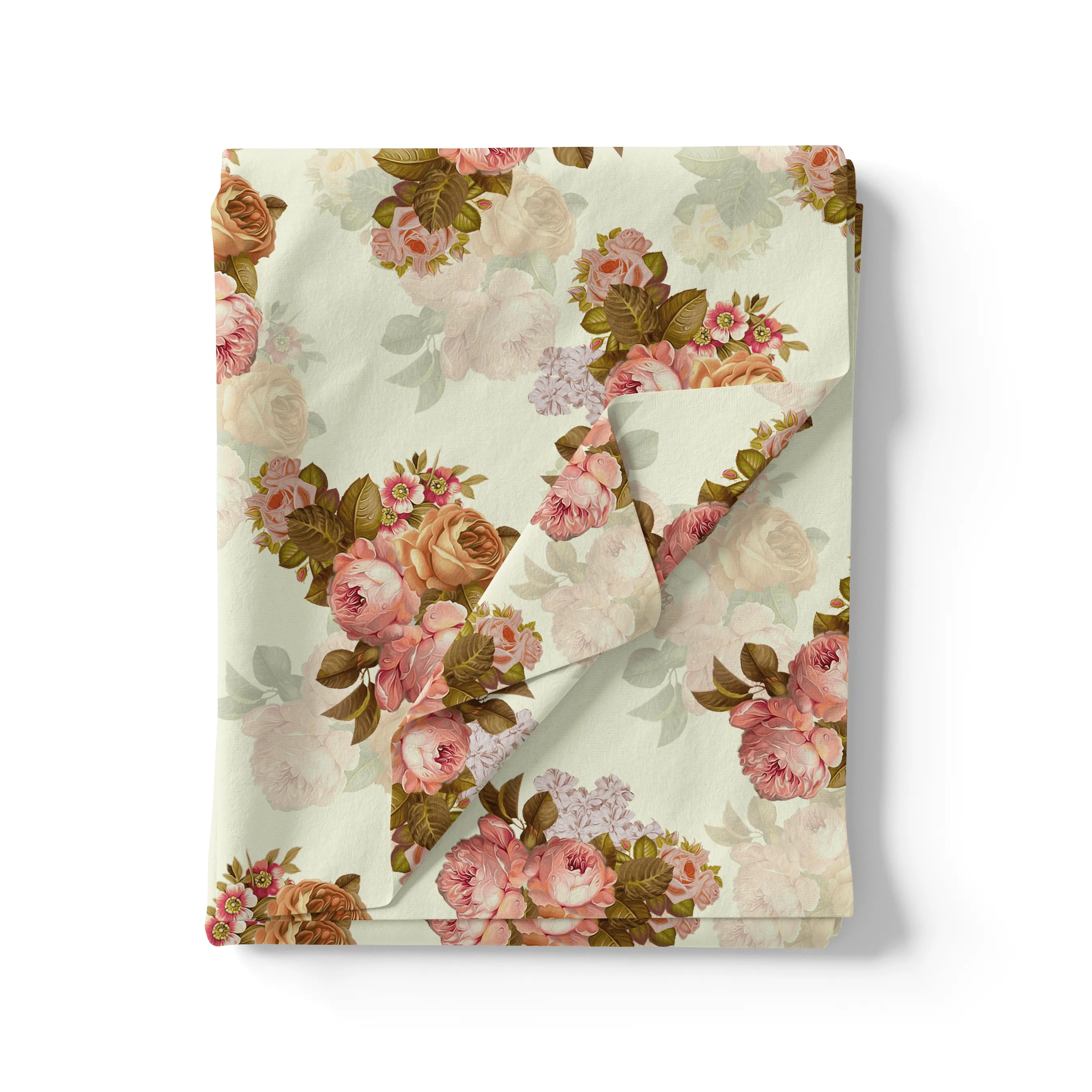 Beautiful Floral Golden Roses With Shiny Digital Printed Fabric