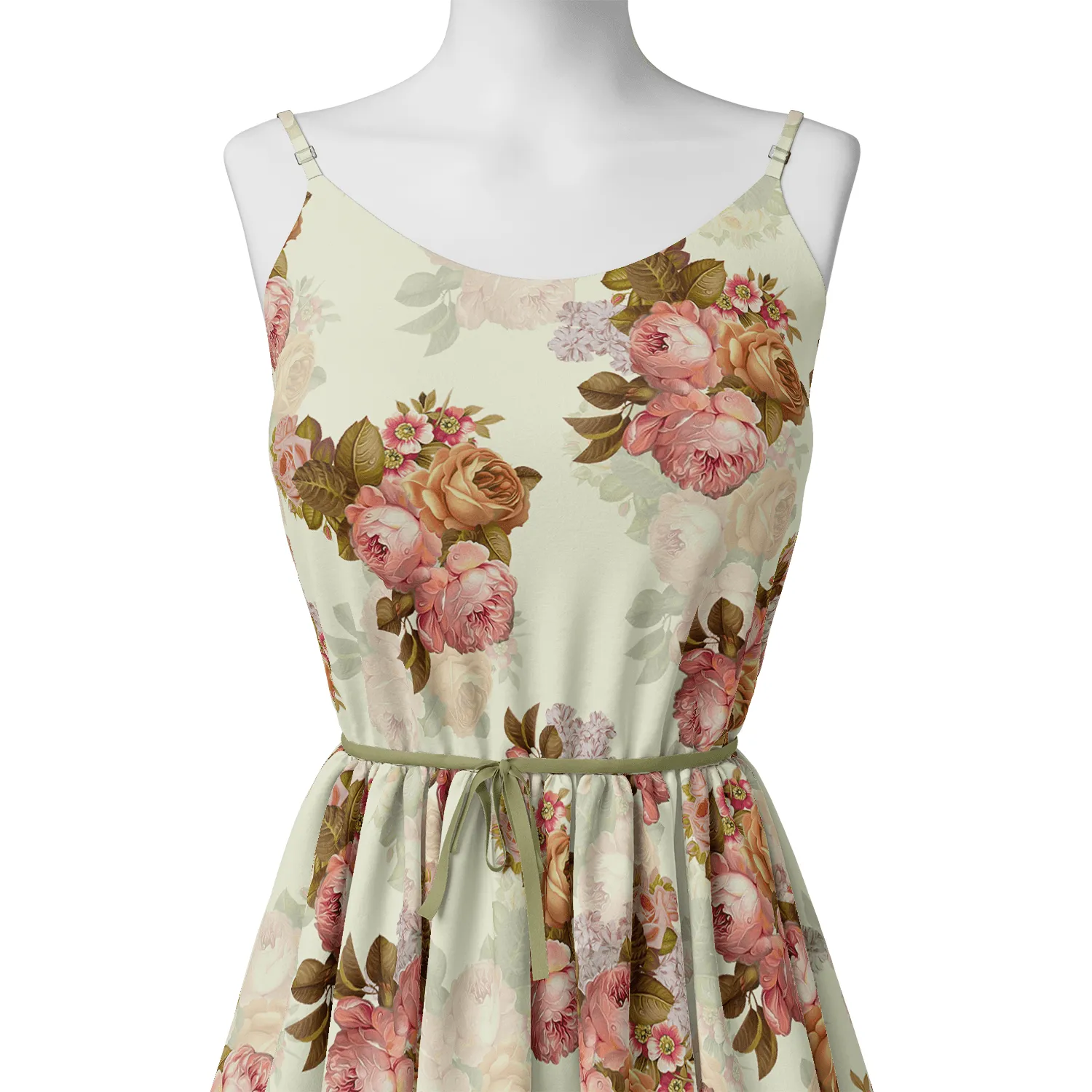 Beautiful Floral Golden Roses With Shiny Digital Printed Fabric