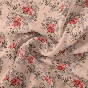 Beautiful Seamless Red Poppy Flower Digital Printed Fabric