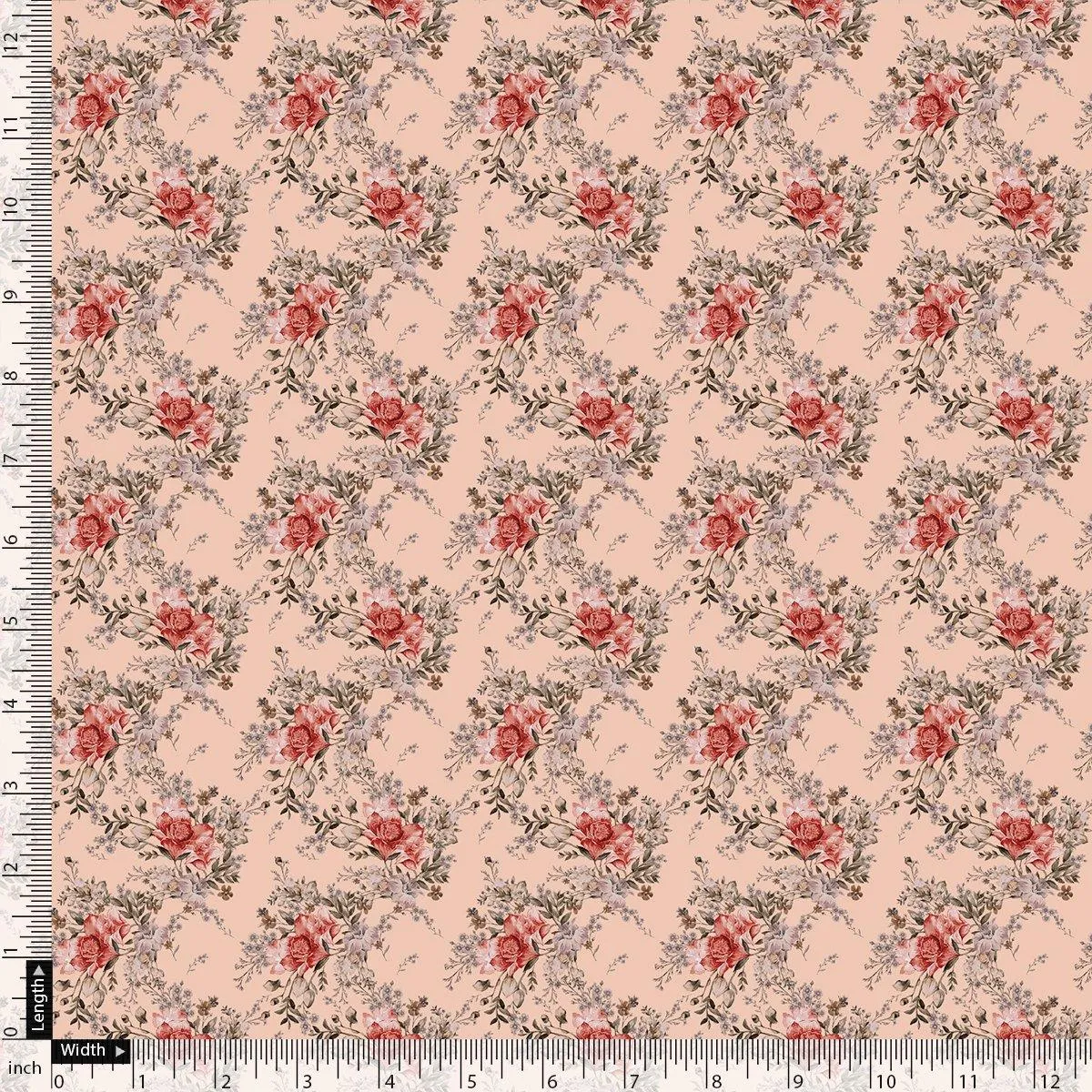 Beautiful Seamless Red Poppy Flower Digital Printed Fabric
