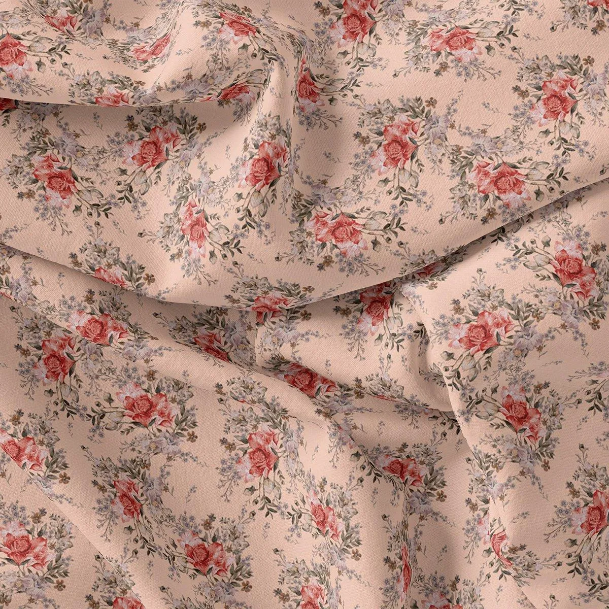 Beautiful Seamless Red Poppy Flower Digital Printed Fabric