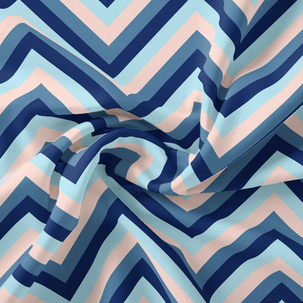 Beautiful Zigzag Strips Digital Printed Fabric