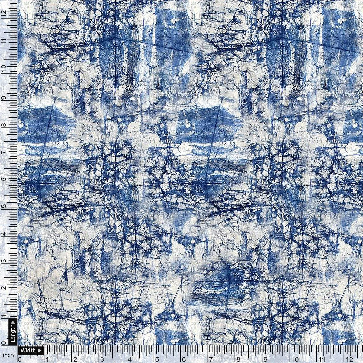 Blue Artistic Abstract Digital Printed Fabric