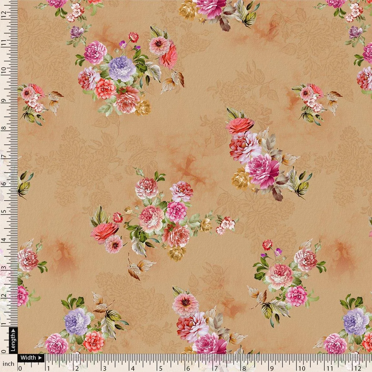 Chintz Pink Florish Flower Digital Printed Fabric