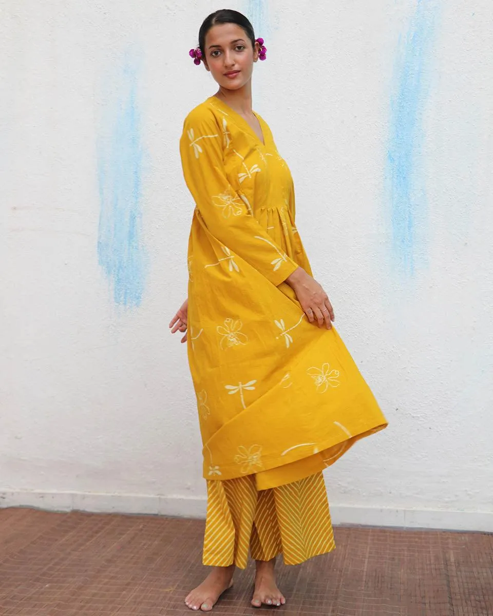 Dahliya Blockprinted Cotton Kurta Set - Flower Girl