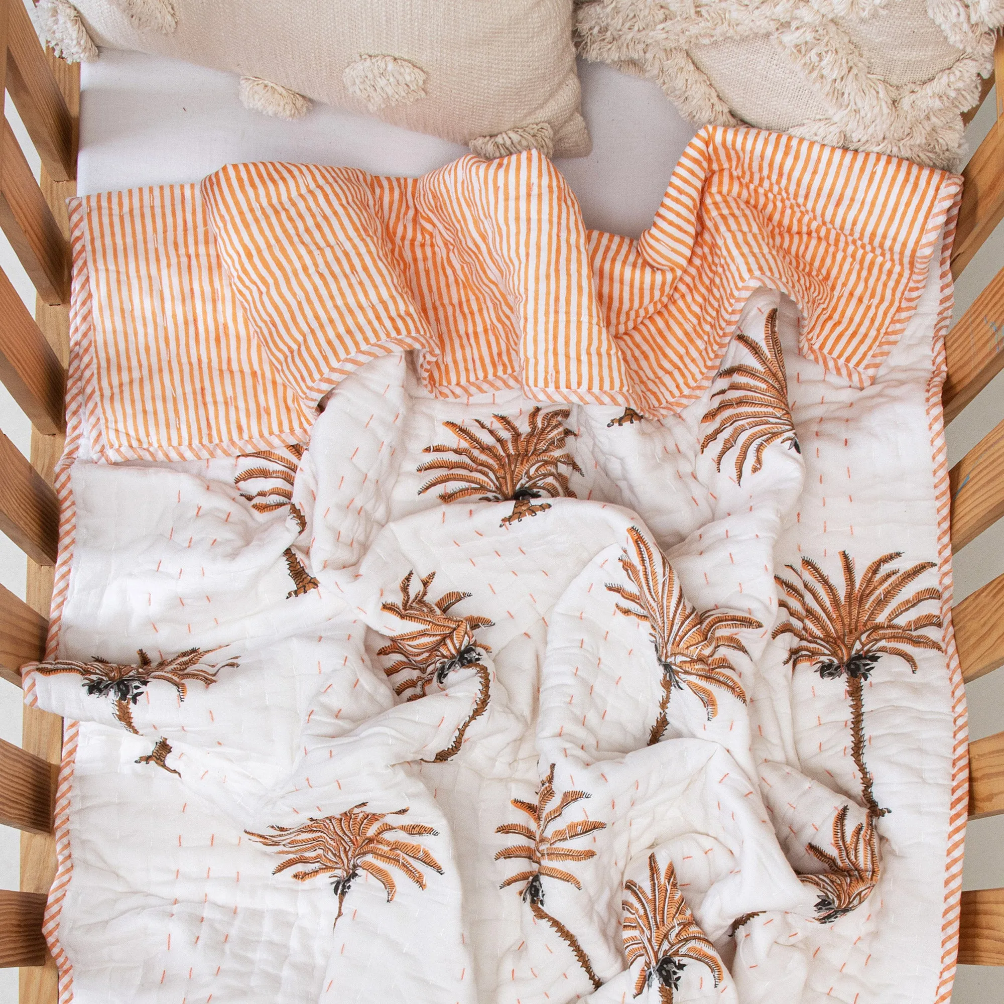 Date Palm Tree Mulmul Cotton Newborn Baby Blankets