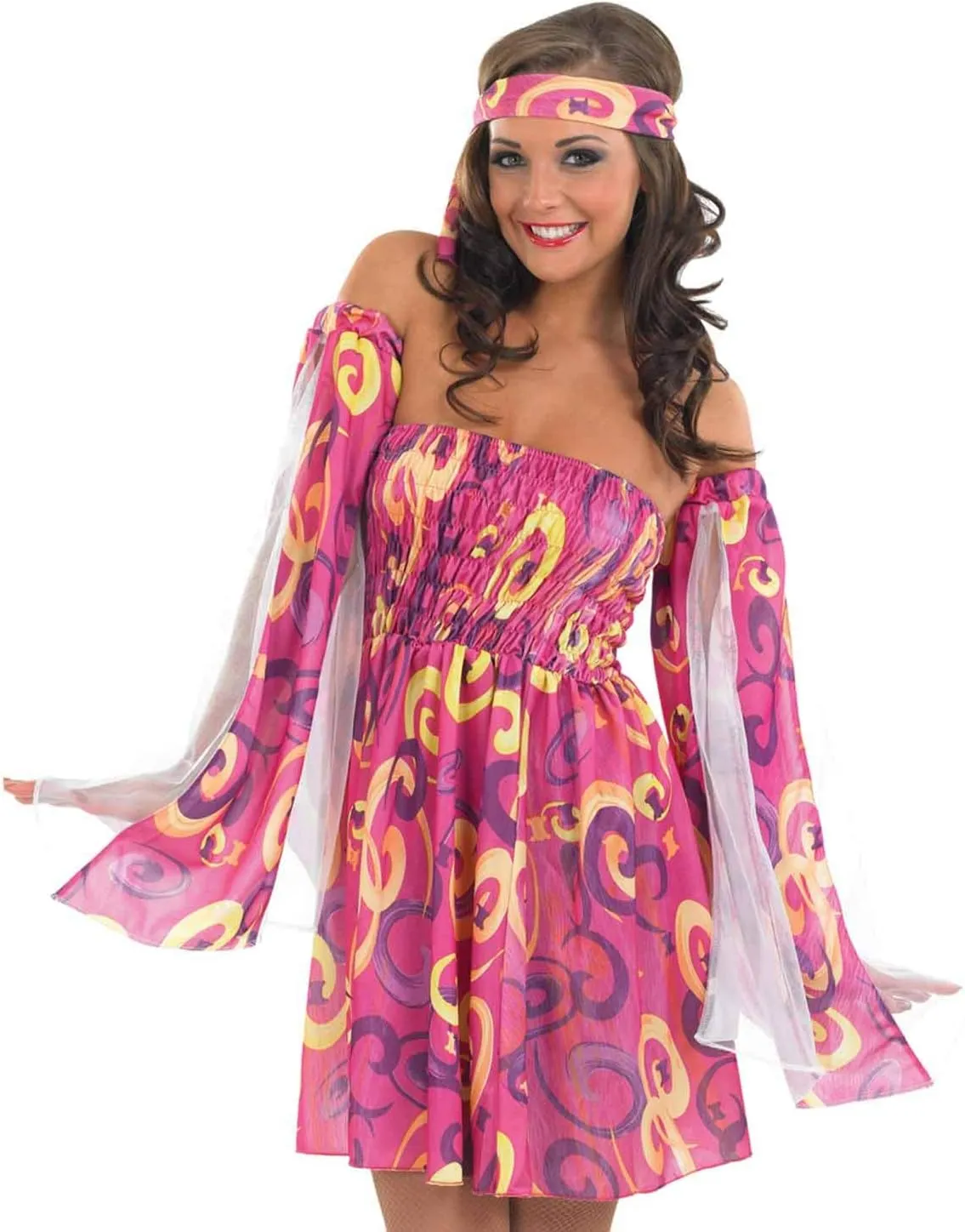 fun shack 70s Fancy Dress Women, Hippy Fancy Dress for Women, Womens Hippie Costume, Gogo Girl Costume Women
