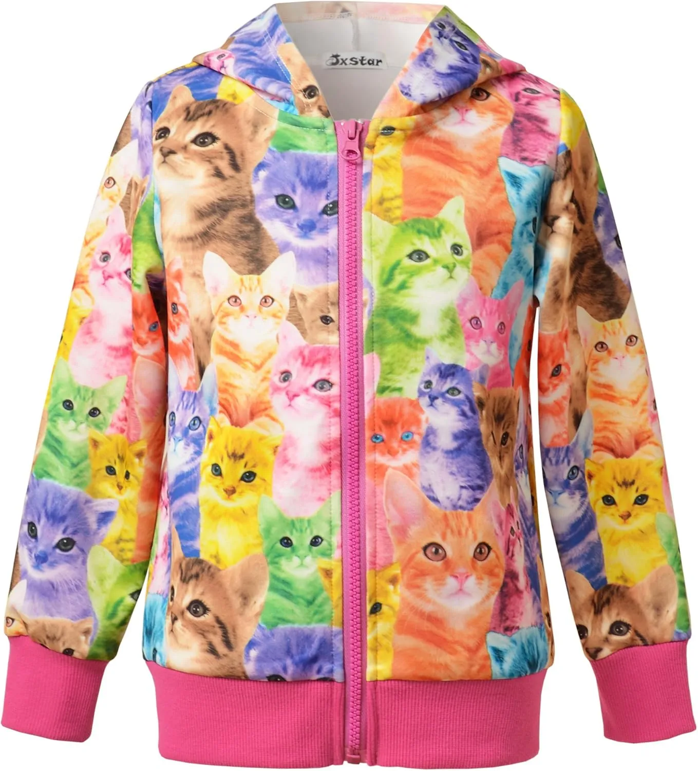 Girls Zip Up Hoodie Jacket Unicorn/Cat Sweatshirt with Pockets
