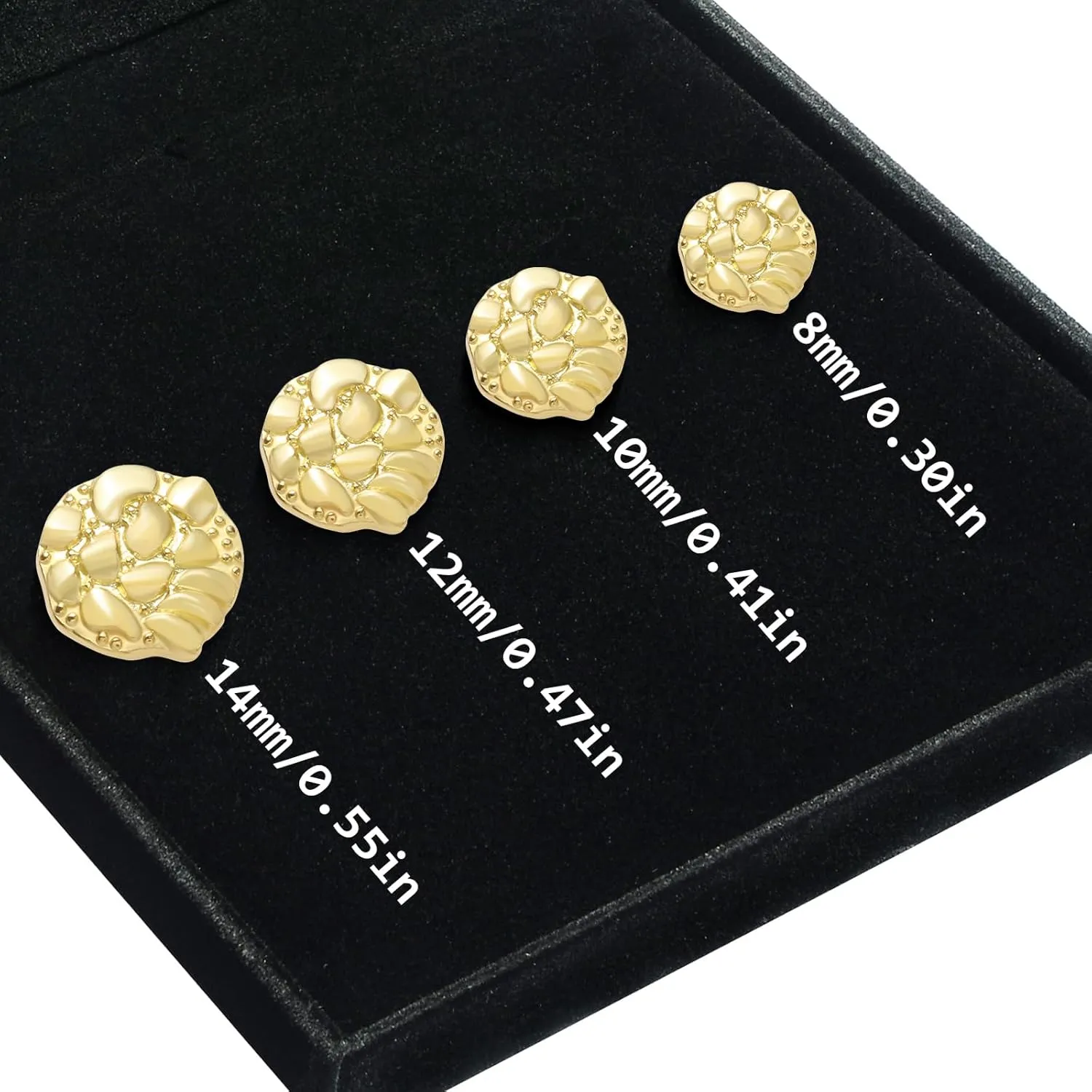 Gold nugget earrings for men Nugget earring Cookie Nugget Stud Earrings Gold Plated Stud Earrings 14k Gold Plated Round Rough Textured Gold plated earrings For Women Unisex
