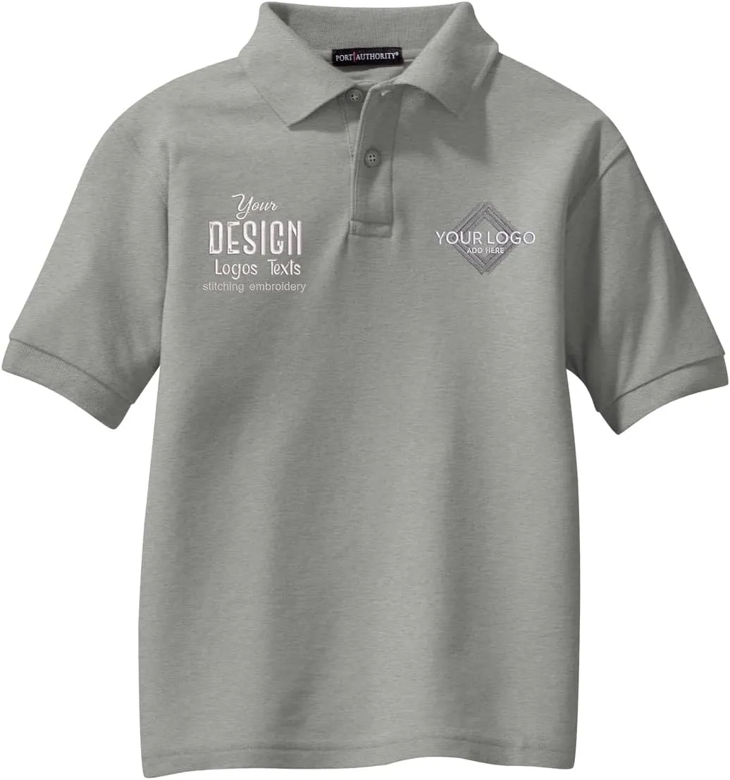 INK STITCH Youth Unisex Kids Y500 Custom Personalized Add Logo Texts Embroidery Silk Touch Polo Shirts