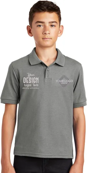 INK STITCH Youth Unisex Kids Y500 Custom Personalized Add Logo Texts Embroidery Silk Touch Polo Shirts