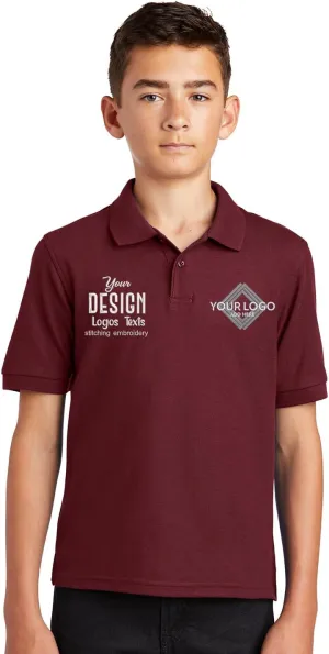 INK STITCH Youth Unisex Kids Y500 Custom Personalized Add Logo Texts Embroidery Silk Touch Polo Shirts