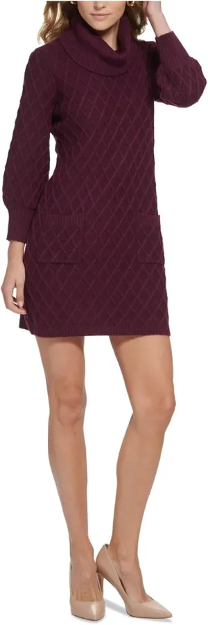 Jessica Howard Womens Petites Knit Above Knee Sweaterdress Purple PXL