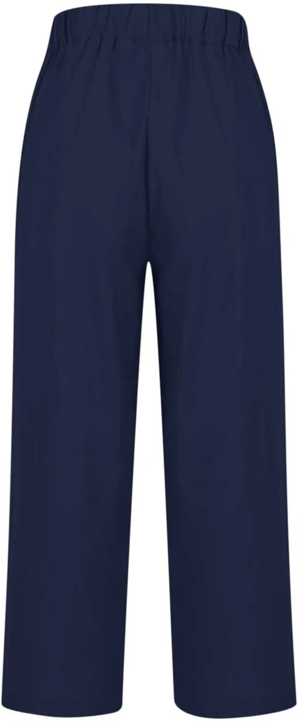 Linen Capri Pants for Women High Waisted Wide Leg Lounge Pant Comfy Soft Trousers Casual Resort Wear