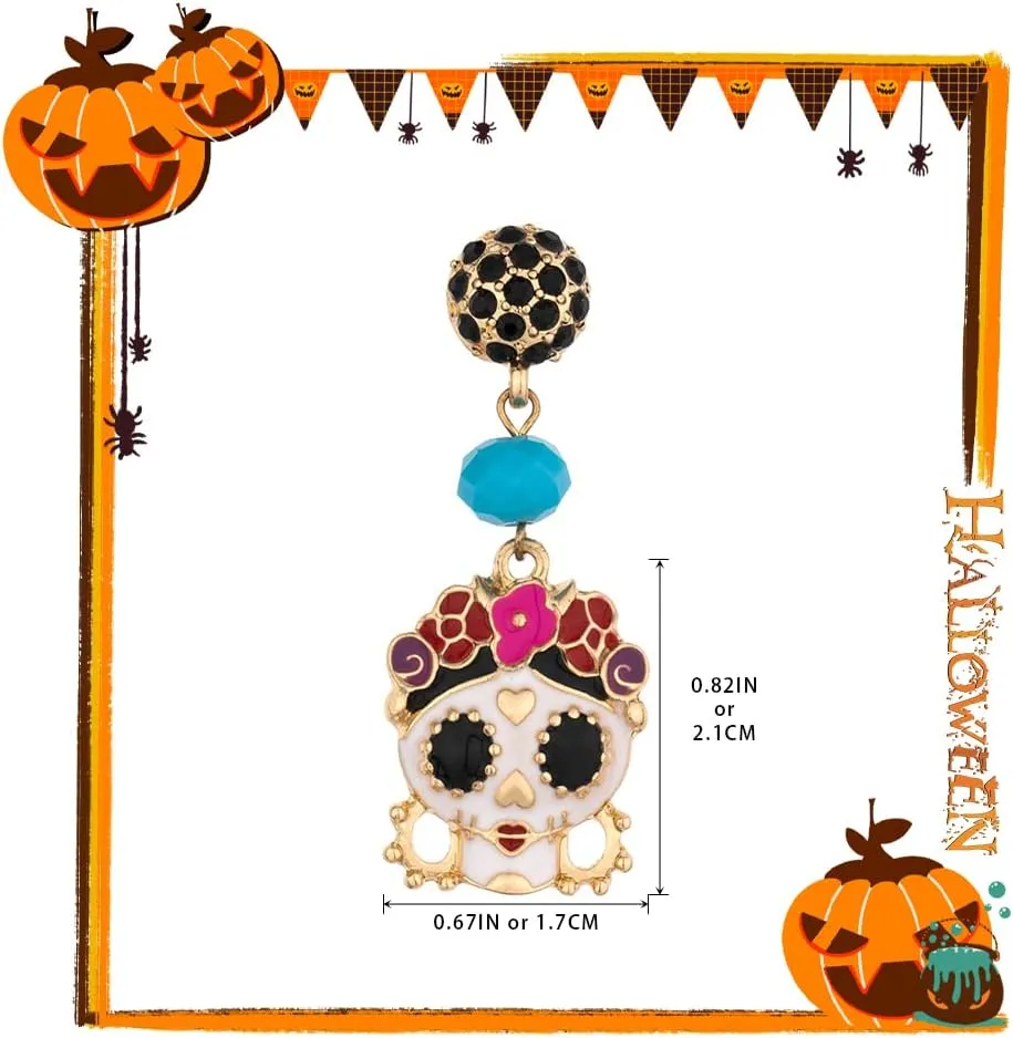 Madison Tyler Halloween Earrings for Women | Skeleton | Skull | Ghost | Pumpkin | Spider web | Wizard hat | Trick or Treat | Halloween Dangle Earrings Gift