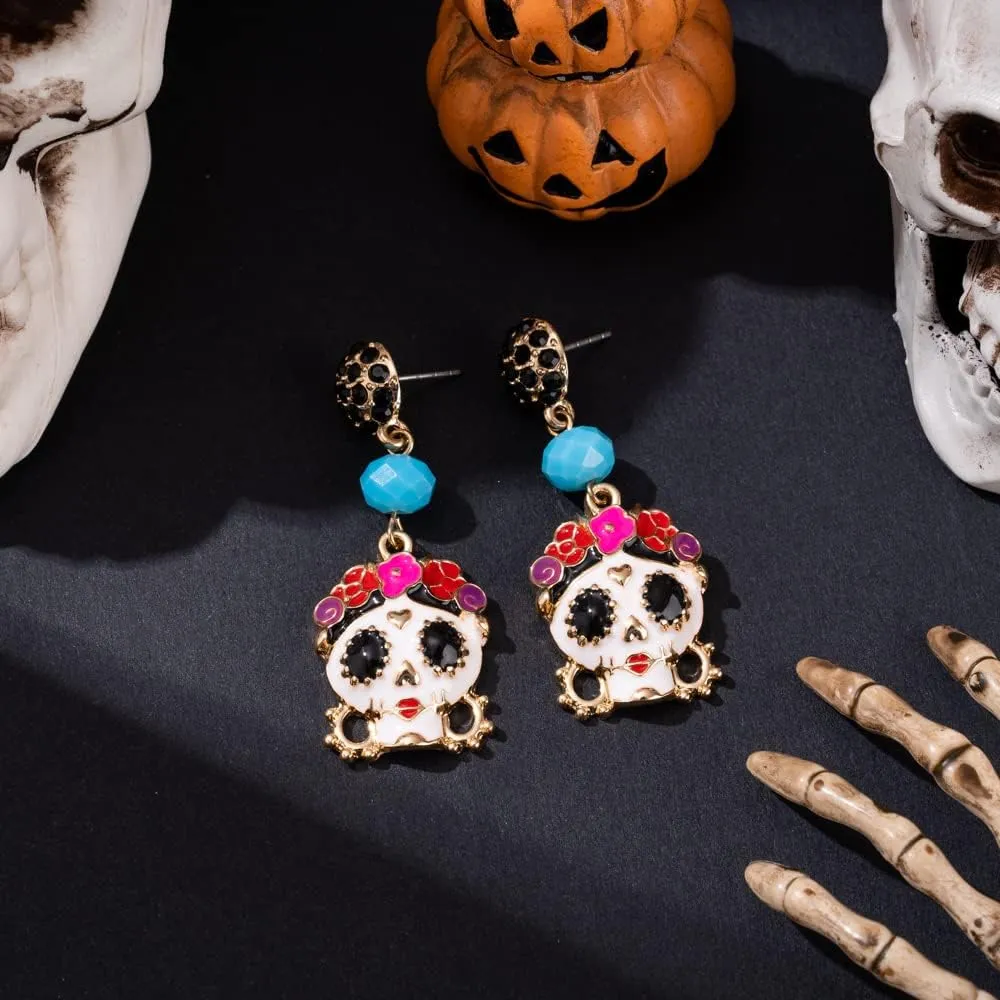 Madison Tyler Halloween Earrings for Women | Skeleton | Skull | Ghost | Pumpkin | Spider web | Wizard hat | Trick or Treat | Halloween Dangle Earrings Gift