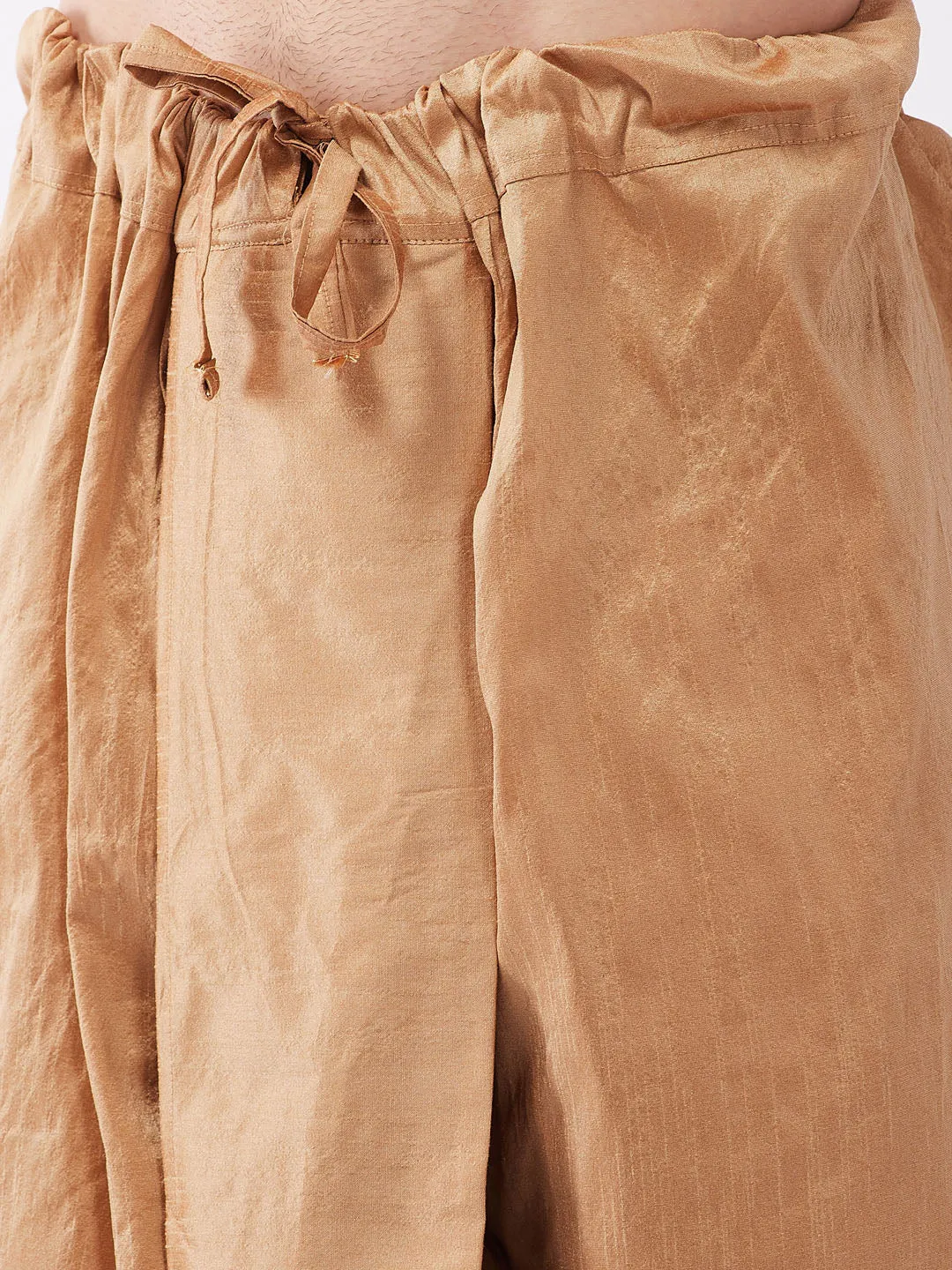 Men's Aqua Blue And Rose Gold Silk Blend Kurta And Dhoti Set - Vastramay