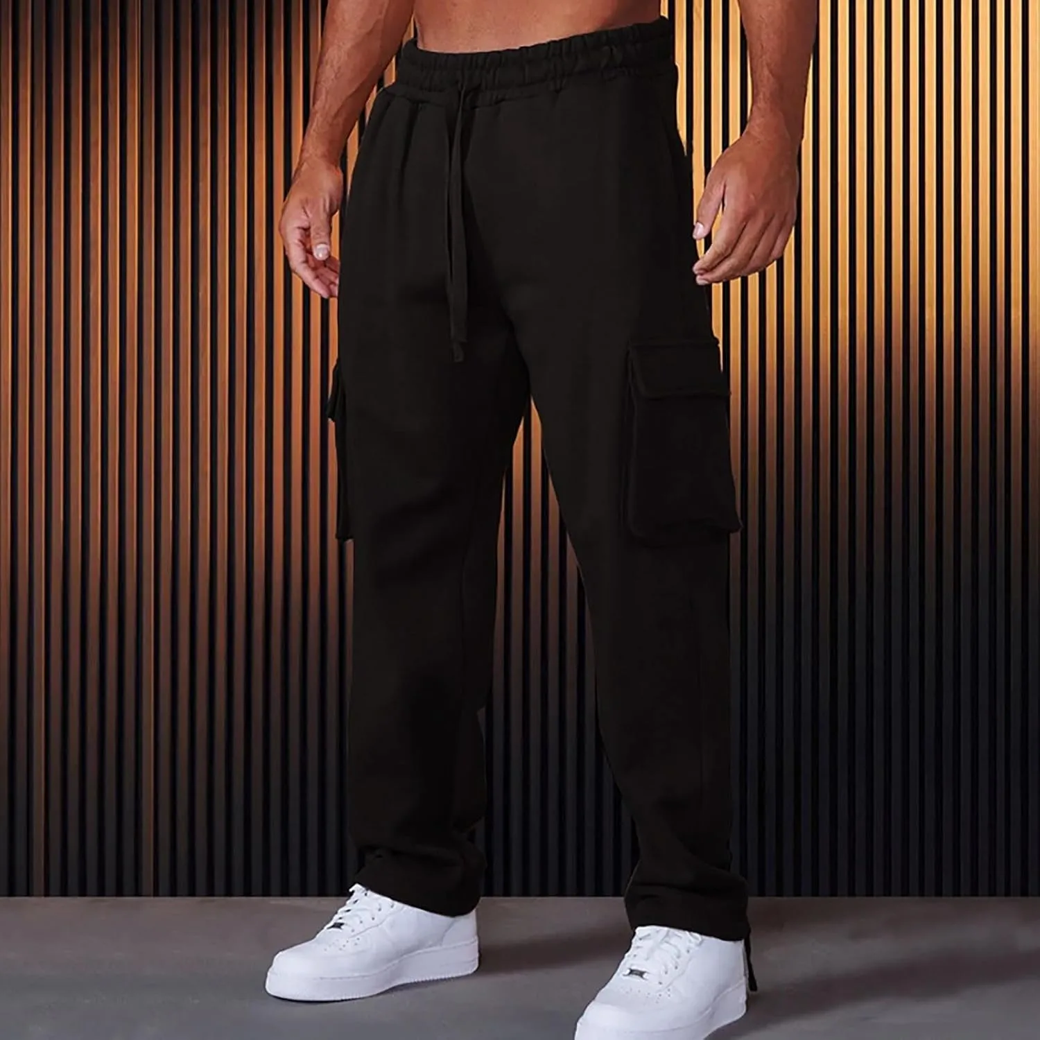 Mens Cotton Lightweight Waterproof Gym Hiking Big and Tall Joggers Trousers