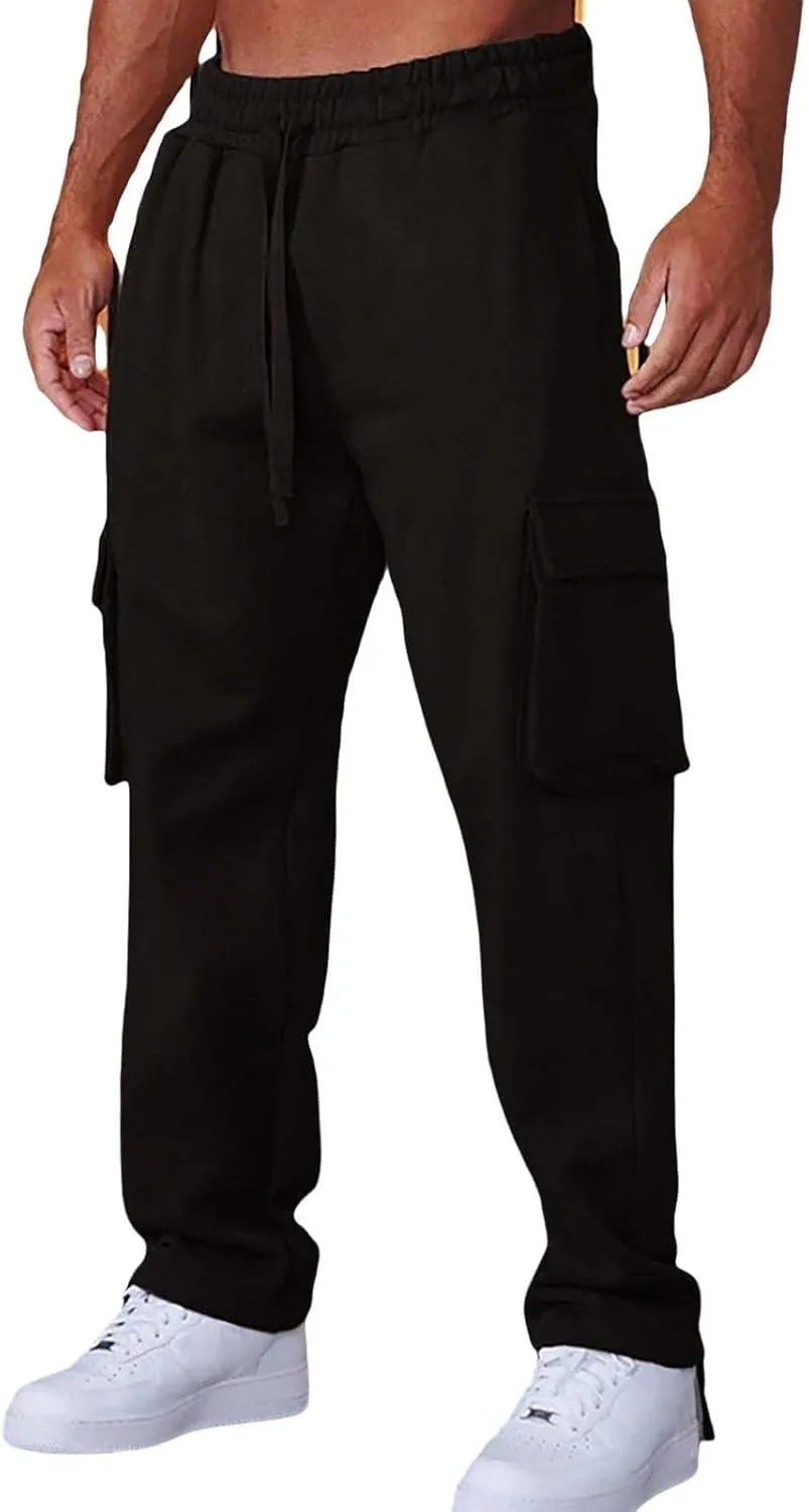 Mens Cotton Lightweight Waterproof Gym Hiking Big and Tall Joggers Trousers