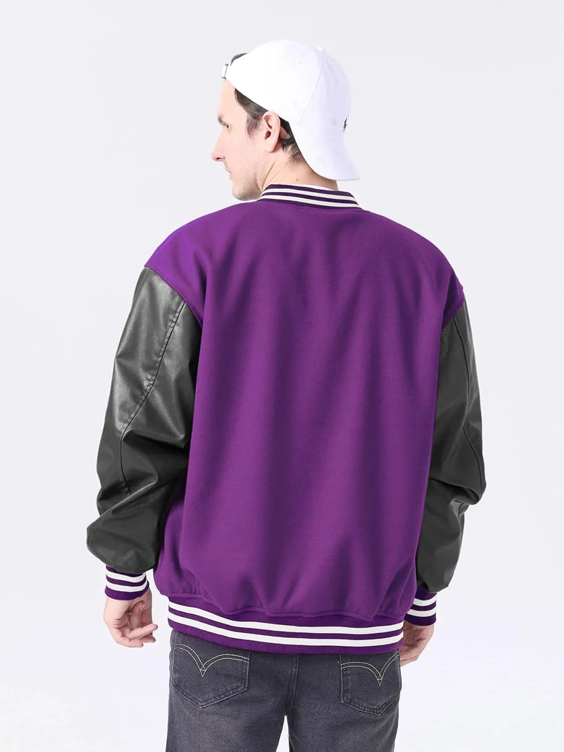 Mens Varsity Jackets Skeleton Graphic Baseball Wool Faux Leather Bomber Jacket Halloween costumes Outerwear Coat
