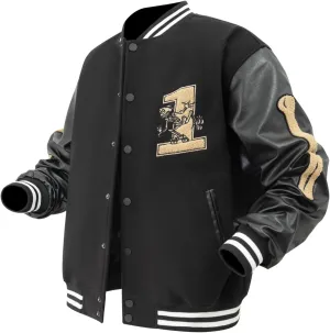 Mens Varsity Jackets Vintage Skeleton Embroidery Bomber Jacket For Fall&winter Halloween costumes Outerwear Coat