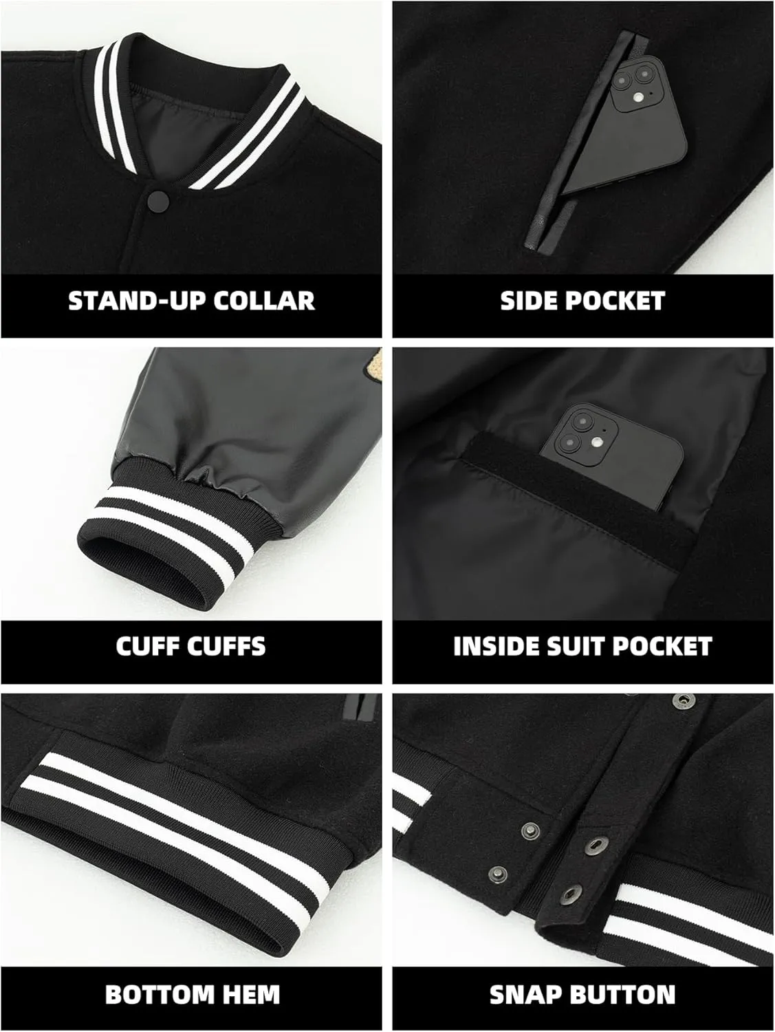 Mens Varsity Jackets Vintage Skeleton Embroidery Bomber Jacket For Fall&winter Halloween costumes Outerwear Coat
