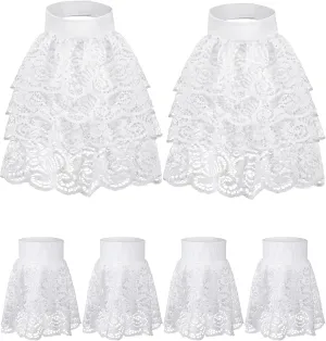 Newcotte 2 Pcs Colonial Lace Jabot Cuffs Set Pirate Costume Accessory for Women Men Victorian Colonial Costume