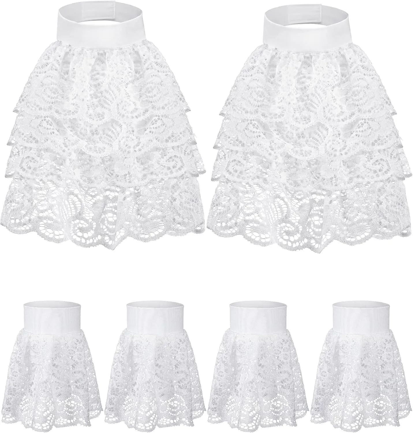 Newcotte 2 Pcs Colonial Lace Jabot Cuffs Set Pirate Costume Accessory for Women Men Victorian Colonial Costume