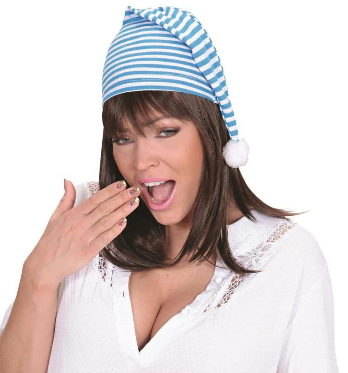 Novelty Striped Night Cap Bed Head Old Father Adults Unisex Long Elf Hat