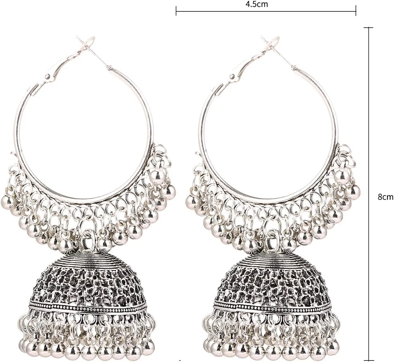 Oxidized Jhumka Bell Dangle Hoop Earrings Indian Bollywood Traditional Ethnic Jhumki Drop Big Huggie Hoops Statement Earring Boho Vintage Jewelry Gifts for Women Girls