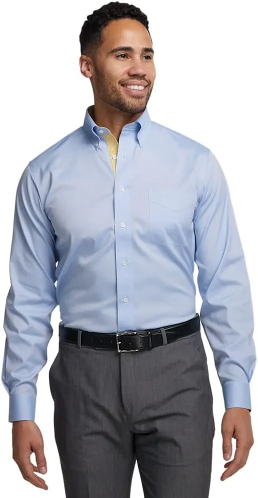 Paul Fredrick Men's Classic Fit Comfort Stretch Non-Iron Solid Dress Shirt