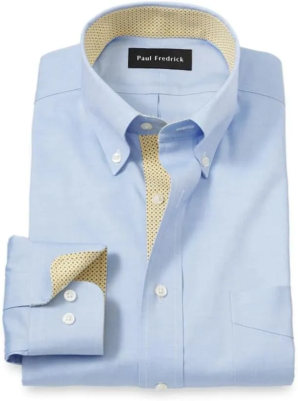 Paul Fredrick Men's Classic Fit Comfort Stretch Non-Iron Solid Dress Shirt