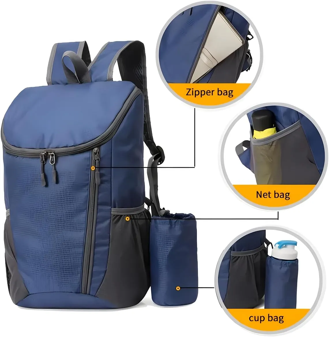 Portable Foldable Backpack Folding Mountaineering Bag, Ultralight Outdoor Cycling Rucksack, Travel Hiking Knapsack (Purple)