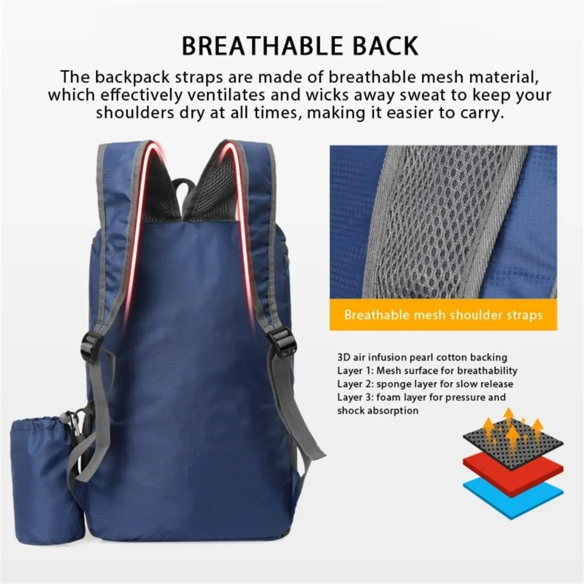 Portable Foldable Backpack Folding Mountaineering Bag, Ultralight Outdoor Cycling Rucksack, Travel Hiking Knapsack (Purple)