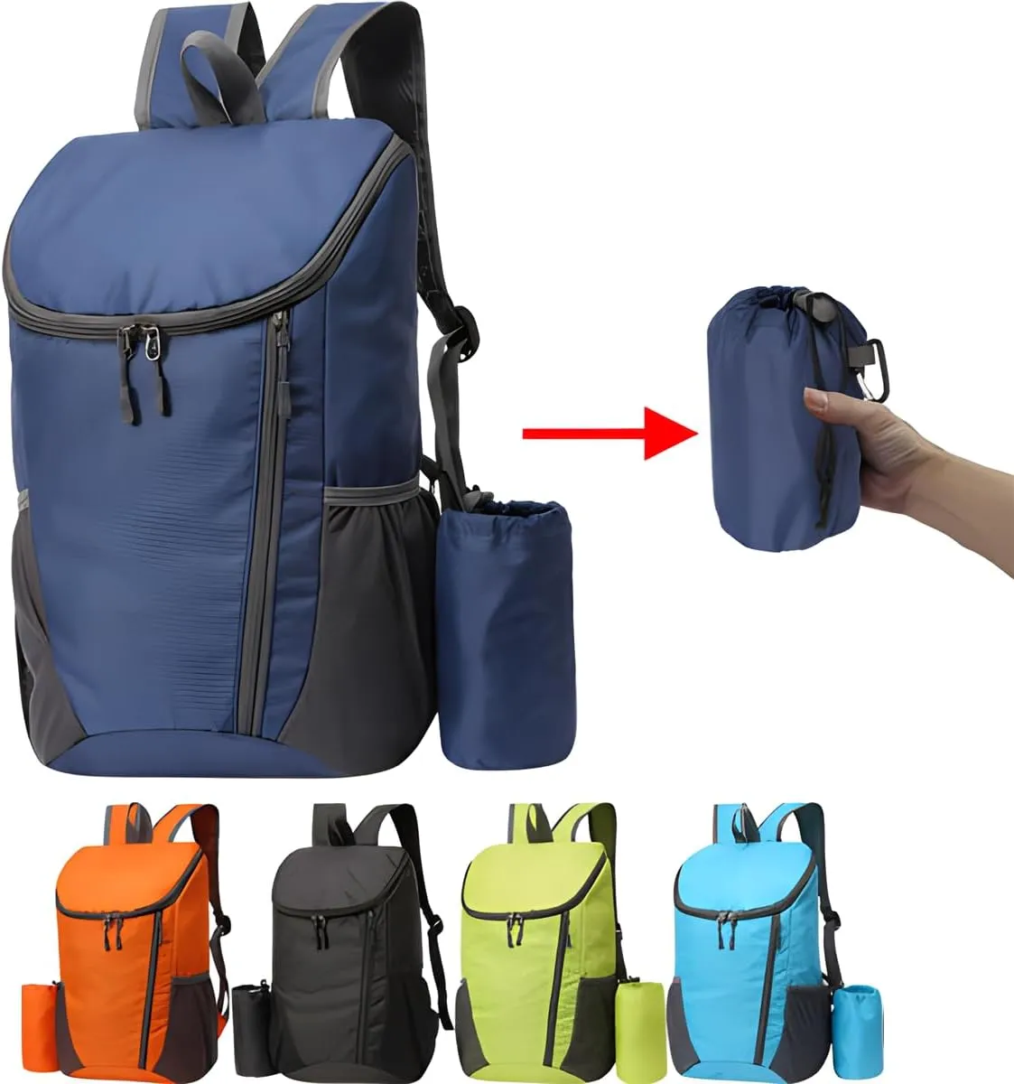 Portable Foldable Backpack Folding Mountaineering Bag, Ultralight Outdoor Cycling Rucksack, Travel Hiking Knapsack (Purple)