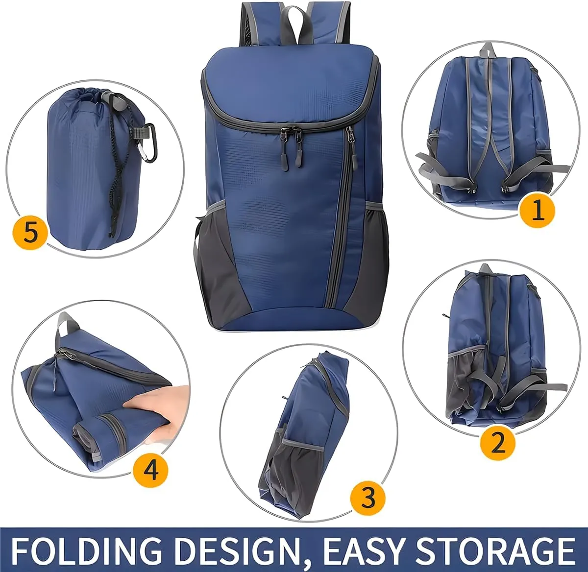 Portable Foldable Backpack Folding Mountaineering Bag, Ultralight Outdoor Cycling Rucksack, Travel Hiking Knapsack (Purple)