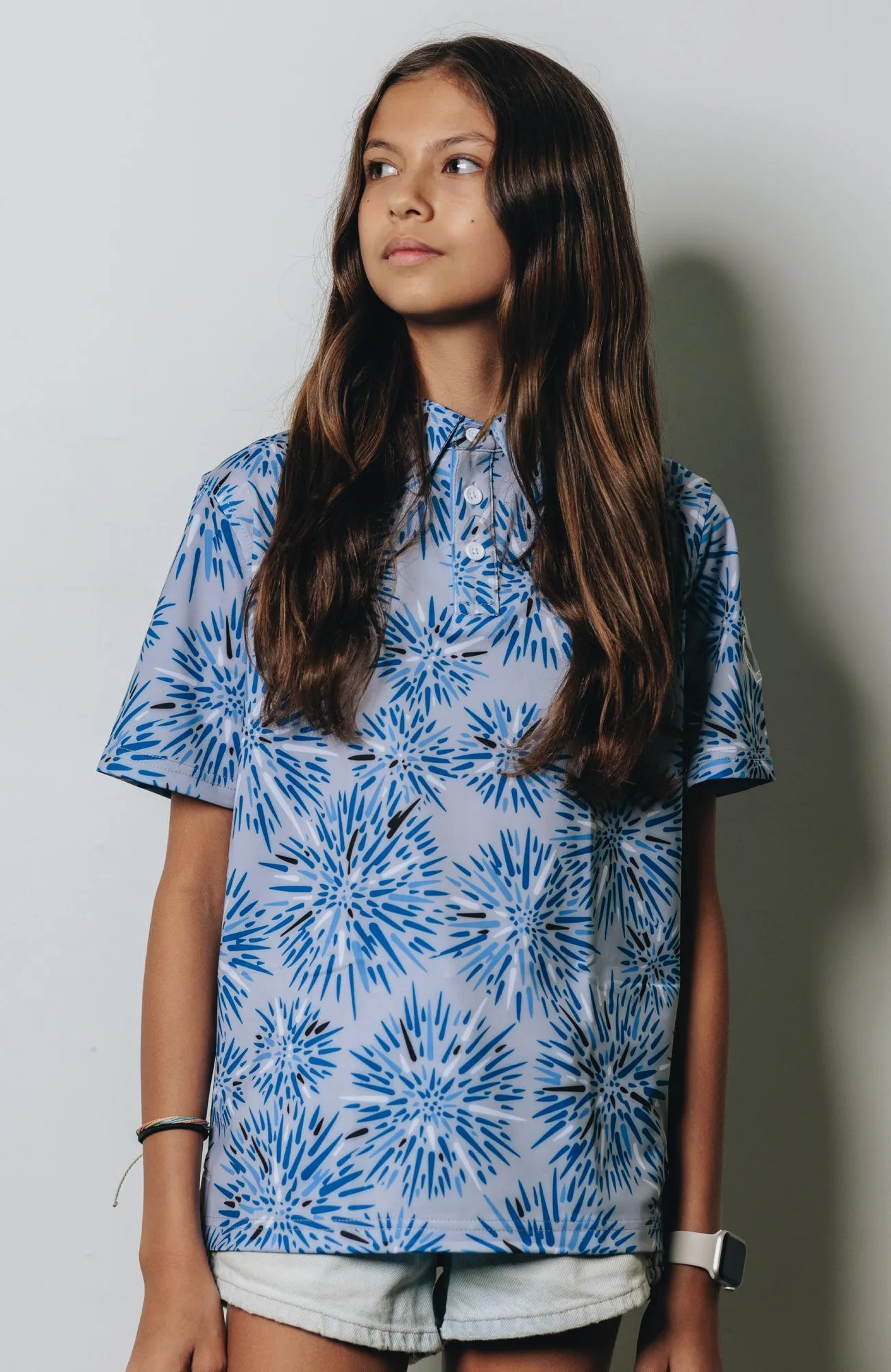 "Wana" Silver Blue - OGA Youth Polo - Silver
