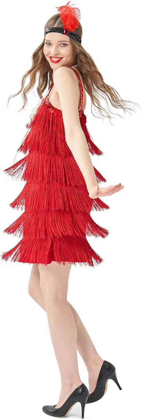Sincere Party Roaring the 20s Flapper Costume for Women,Great Gatsby Flapper Dresses with Necklace and Headband