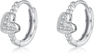 SLUYNZ 925 Sterling Silver CZ Love Hoop Earrings for Women Teens Small Heart Huggie Earrings
