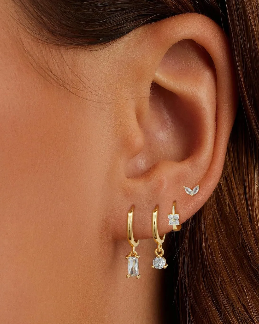 Small Hoop Earrings for Women,14K Gold/Sterling Silver Plated CZ Dangle Earring Set Waterproof Minimalism Dainty Earrings Trendy Jewelry Gift