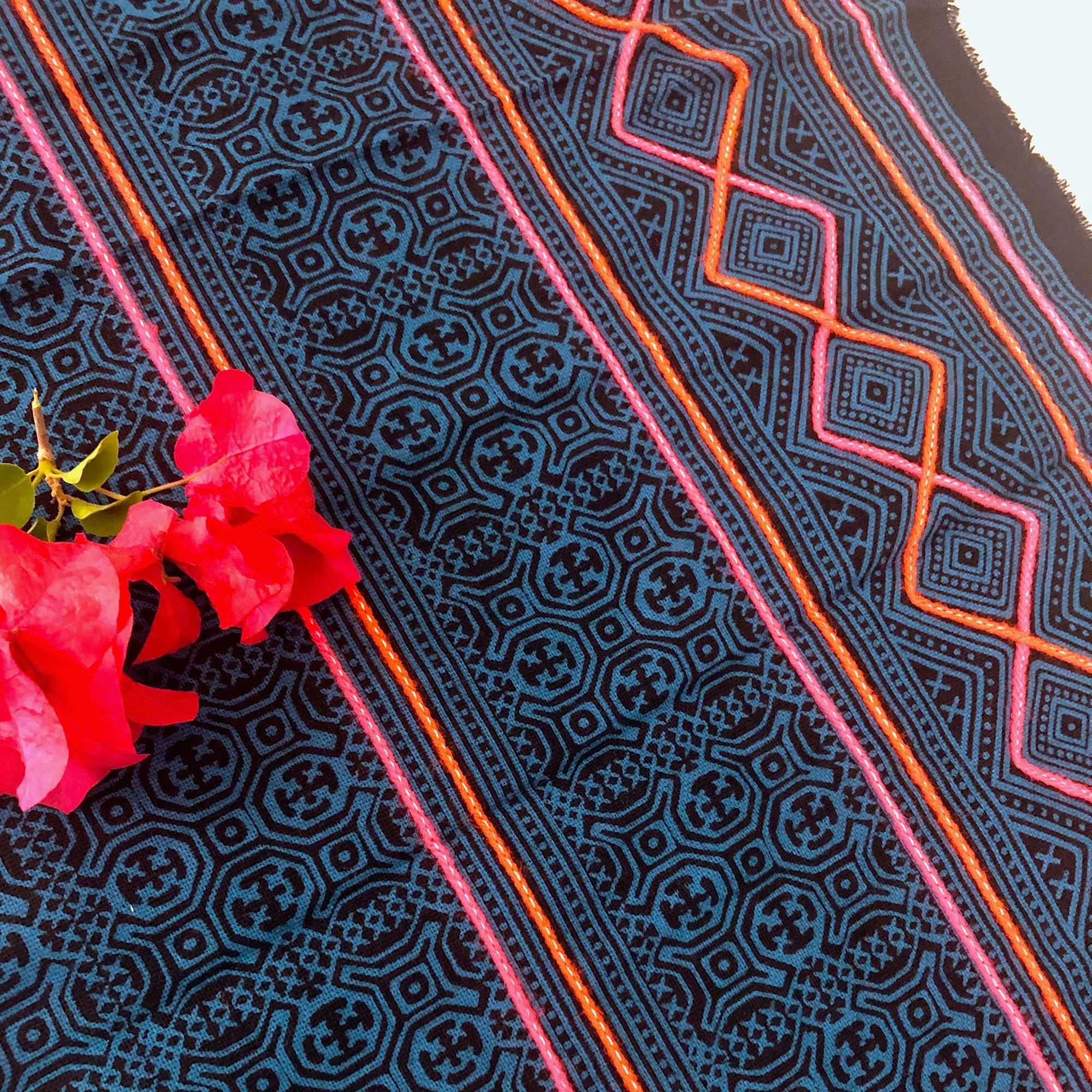 Teal Hmong Decor Fabric or Table Runner 2mt