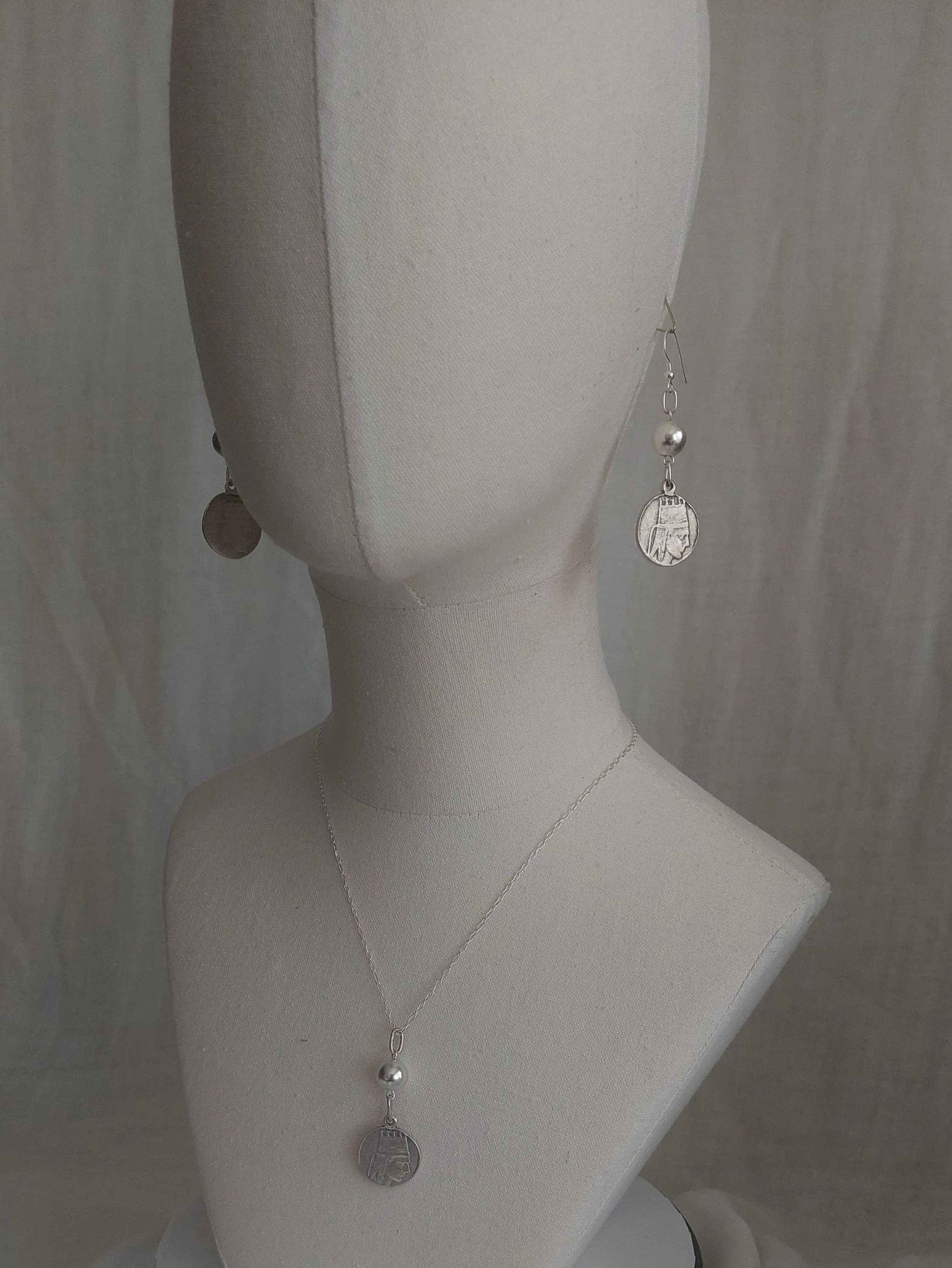 Tigranes the Great coin jewelry with natural silver plated hematite