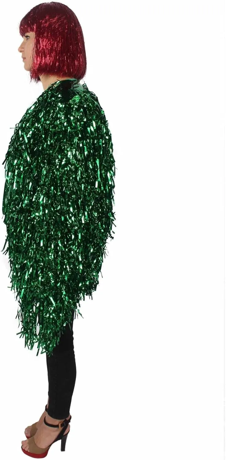 Unisex Thick Metallic Tinsel Foil Jacket - Extra Dense Shiny Glitter Costumes | Loose Fit Festival Rave Outfits