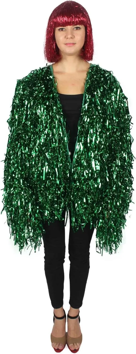 Unisex Thick Metallic Tinsel Foil Jacket - Extra Dense Shiny Glitter Costumes | Loose Fit Festival Rave Outfits