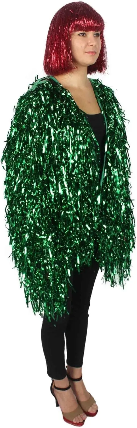 Unisex Thick Metallic Tinsel Foil Jacket - Extra Dense Shiny Glitter Costumes | Loose Fit Festival Rave Outfits